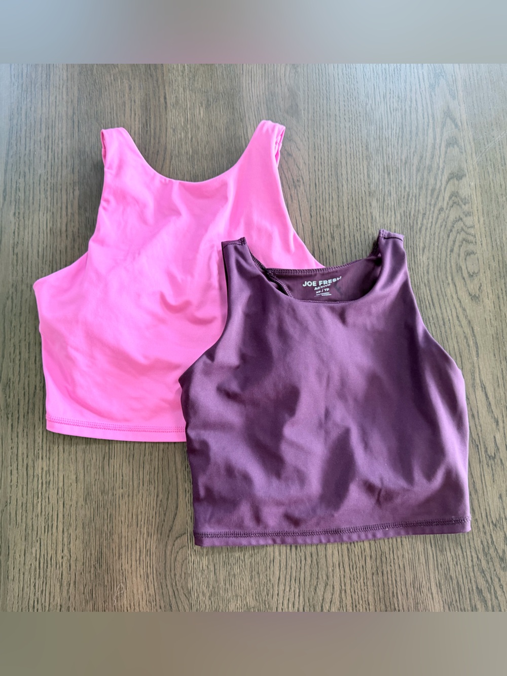 Joe Fresh Women’s Active Crop Tank Tops - Pink & Plum